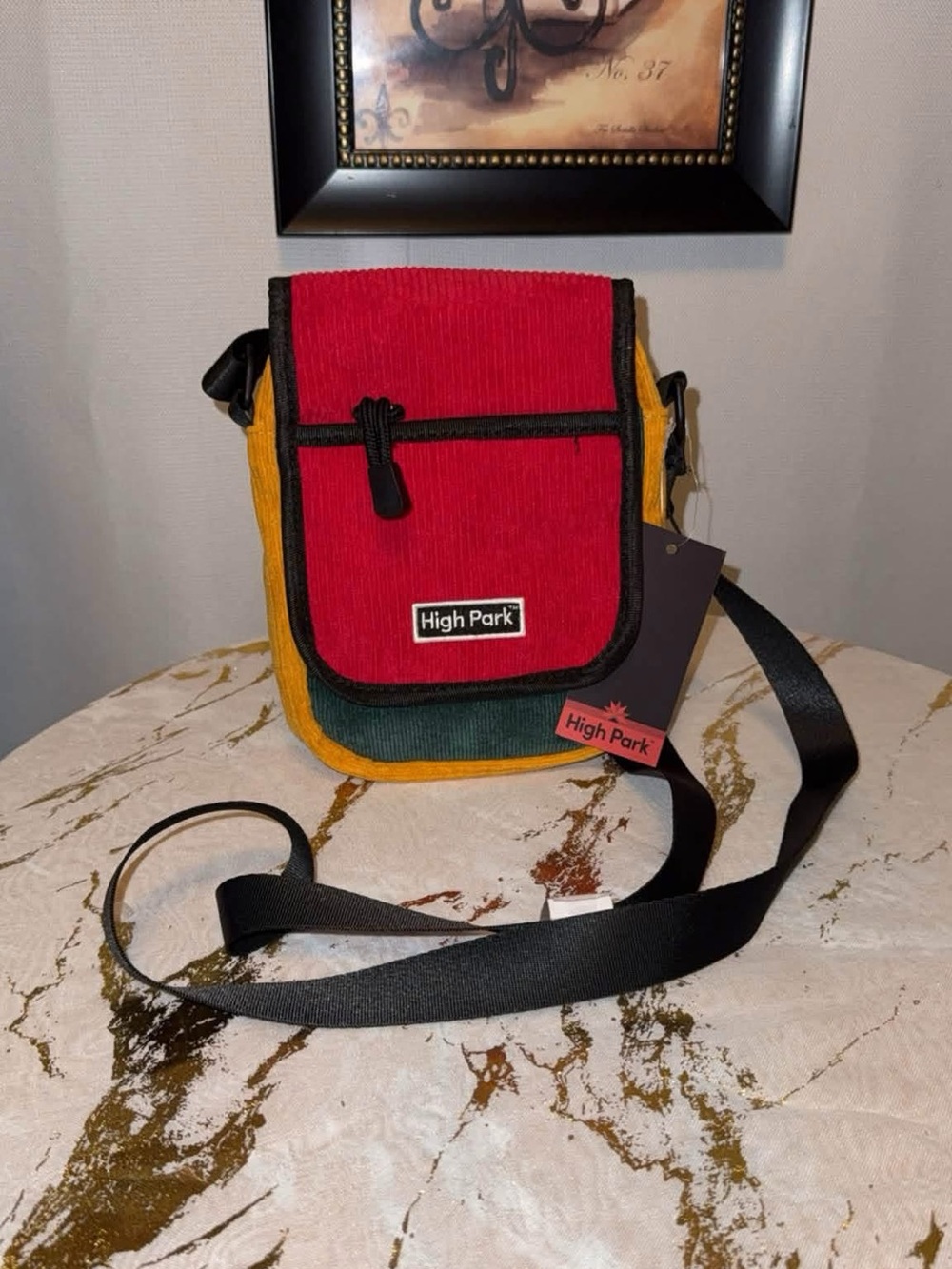 Paneled Corduroy Crossbody Bag